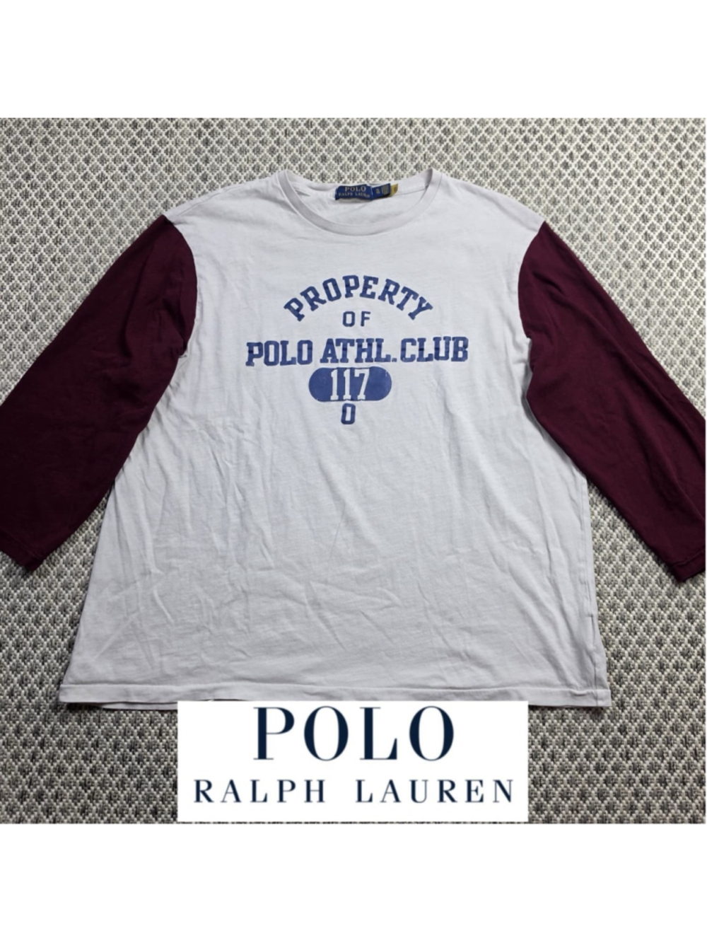 Polo Ralph Lauren Mens XL Property Polo Athl Club 117 Baseball T Shirt 3/4